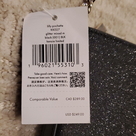 Kate Spade Kenzie Black Glitter Limited Edition Lilly Pochette